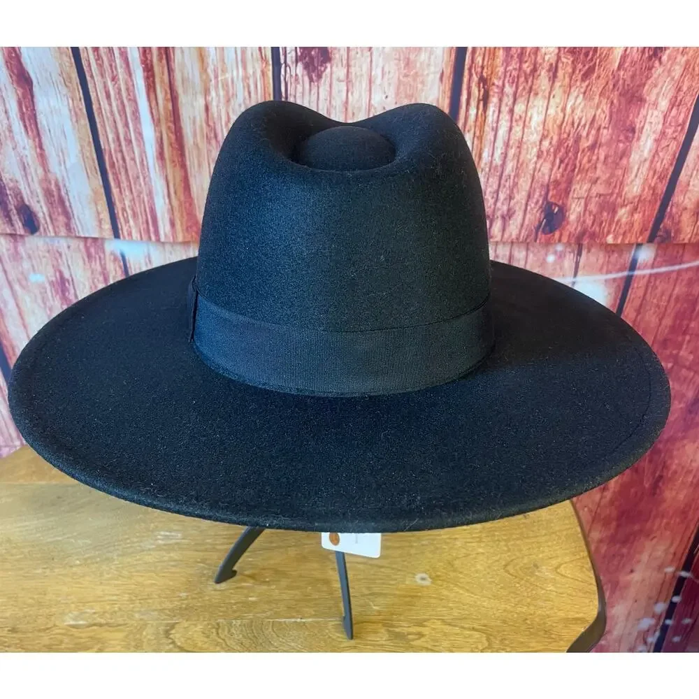 NWT Poppy & Peonies Rancher Hat in Black Adjustable Vegan Discontinued